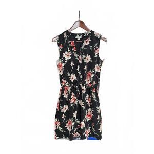 Catherine Malandrino Black & Floral Sleeveless Mini Dress Size S